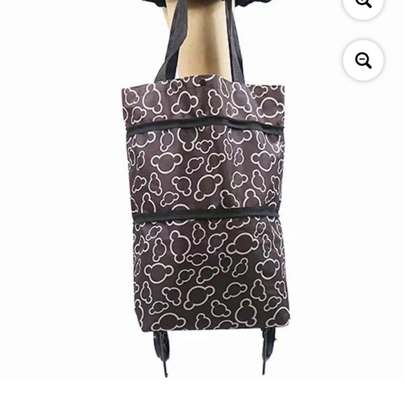 foldable shopping cart tote bag wheel rolling conver 21x16 PURSE-SALE was $34 - Picture 2 of 15